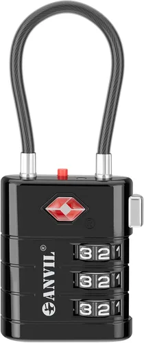 ANVIL Cerraduras de equipaje aprobadas por la TSA - Cerraduras de viaje combinadas TSA008 de alta seguridad con indicador de inspección para maletas