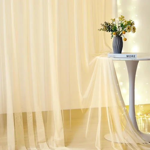 Miniatura 5 de Telón de fondo de tul transparente champán sin arrugas para fiestas, telón de fondo de boda, para fiesta de cumpleaños, baby shower, decoración