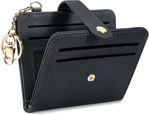 Miniatura 21 de Airkit Billeteras pequeñas para mujer, con bloqueo RFID, de cuero, con ventana de identificación, carteras para tarjetas para mujer, con monedero