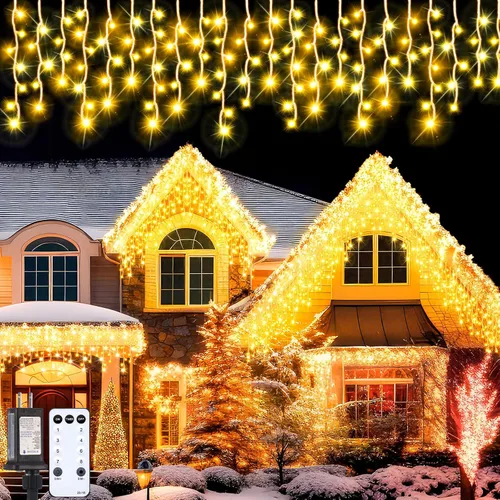 Miniatura 7 de Aurelema 640 luces LED de Navidad para exteriores, extra largas, 8 modos, impermeables, con 120 gotas, guirnalda de luces colgantes con control