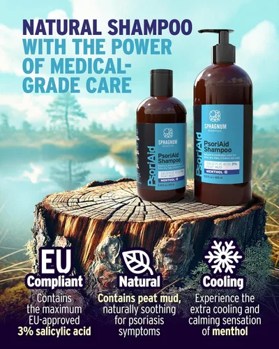 Miniatura 5 de Sphagnum Botanicals Champú de psoriasis con ácido salicílico para mujeres y hombres, alivio natural para cuero cabelludo seco, picazón, escamoso
