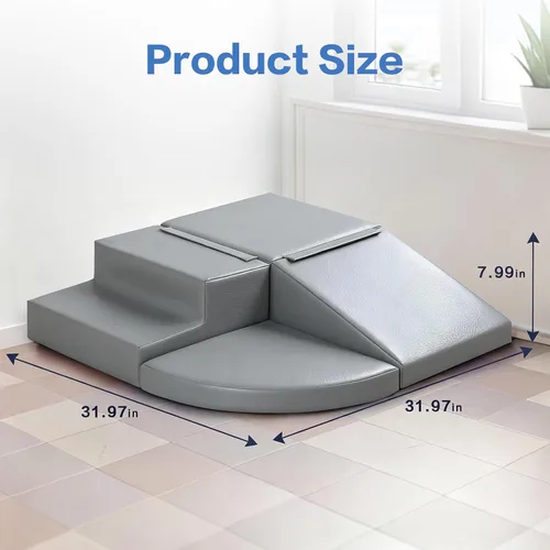 Miniatura 2 de Sumbababy Bloques de Escalada de Espuma para Niños Pequeños: 4 Piezas de Juguetes de Juego Suave - Escalador de Cuero PU Impermeable - Conjunto