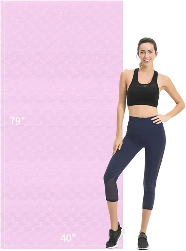 Hatha Yoga Esterilla de Yoga Extra Larga de TPE 79" x 40" x 1/2" de Grosor Esterilla de Ejercicio Antideslizante para Uso en Gimnasio en Casa, Yoga,
