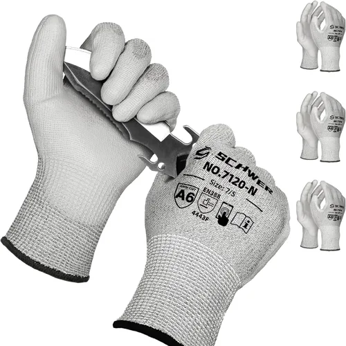 Miniatura 17 de Schwer 3 pares de guantes de trabajo resistentes a los cortes ANSI A6, a prueba de cortes, pantalla táctil, para hombres y mujeres, utilizados