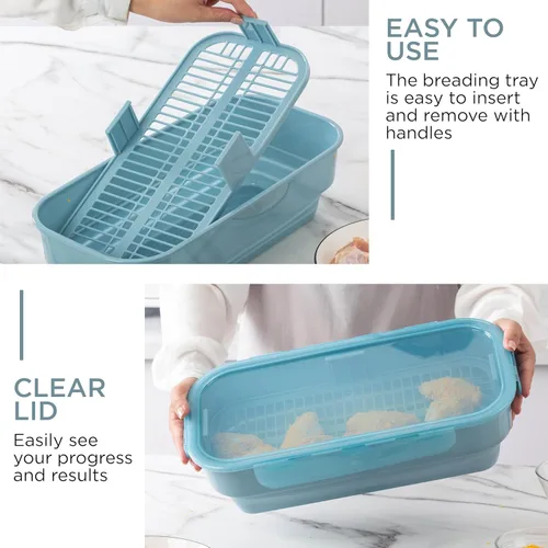 Miniatura 6 de COOK WITH COLOR Tazón Plegable para Rebozar - Recipiente Agitador para Rebozar Sin Ensuciar - Ideal para Pescado Frito, Pollo Frito, Aros de Azul