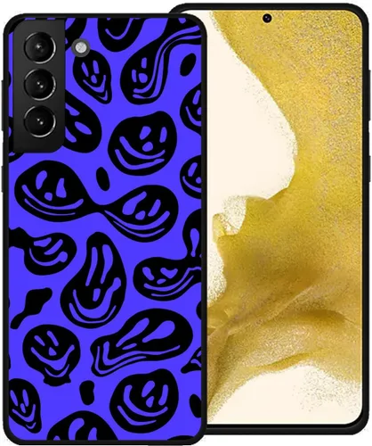 Miniatura 21 de Funda de teléfono para Samsung Galaxy S22 5G, rosa pastel y blanco, divertida sonrisa trippy derretida hippie sonriente calavera fantasma cara linda