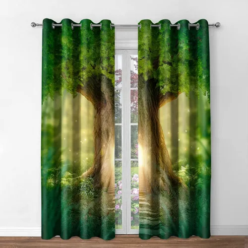 Miniatura 31 de Jekeno Cortinas opacas para oscurecer la habitación, con ojales, para ventana, atardecer, océano hawaiano, playa, tropical, palmera, decoración
