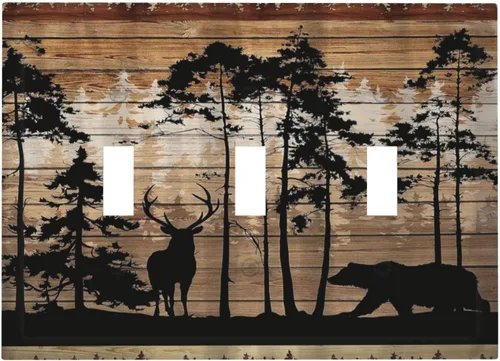 Miniatura 74 de Mid Century Morden Boho - Placa de pared para interruptor de luz dúplex de 1 banda, placa frontal decorativa eléctrica para receptáculo para baño