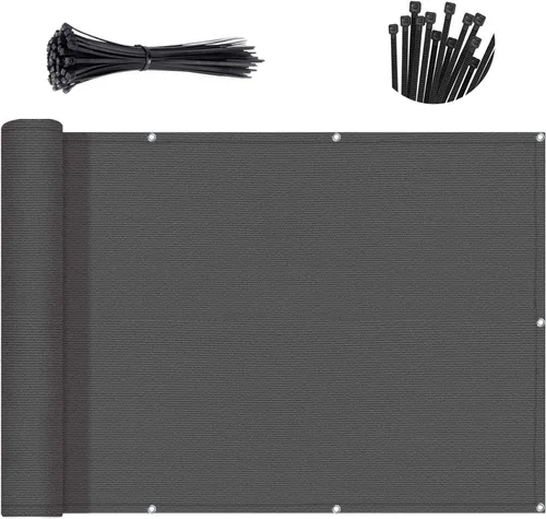 SUNNY GUARD Pantalla de Privacidad para Balcón Gris Oscuro de 3'x10', Pantalla para Barandilla de Apartamentos, Pantalla Cortavientos Resistente