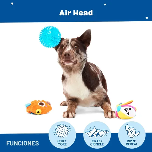 Miniatura 3 de Barkbox Air Head Juguete para Perros – Juguete de Peluche Rip & Reveal con Pelota Chirriante Espinosa Oculta, Crujido Loco y Relleno Suave – Juego