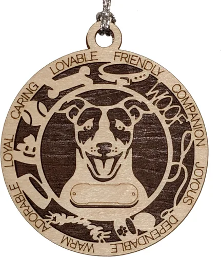 Miniatura 113 de Adorno de Navidad personalizado de madera para perro de 3 pulgadas, nombre y texto personalizables, hecho a mano en Estados Unidos, diseño de corte