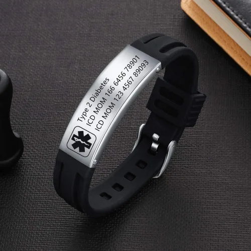 Miniatura 4 de Lam Hub Fong Pulseras de identificación médica ajustables para mujeres y hombres, pulseras deportivas de silicona personalizadas para niños y niñas