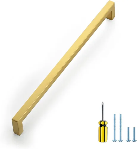 Miniatura 30 de Ravinte Paquete de 5 tiradores dorados de latón brusehed de 3 pulgadas para gabinetes de cocina, herrajes de cocina cuadrados dorados para gabinete