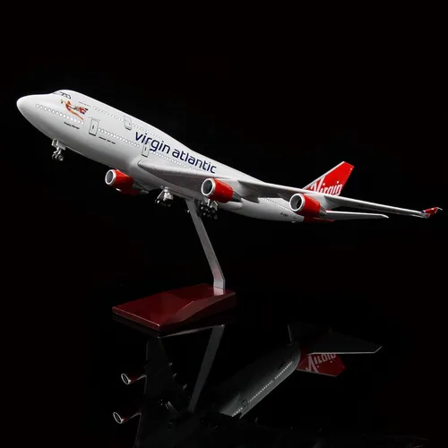 Miniatura 4 de 24-Hours 18" modelo a escala 1:130 Jet British Airways Virgin B747 Kits de aviones modelo pantalla avión fundido a presión con luz LED