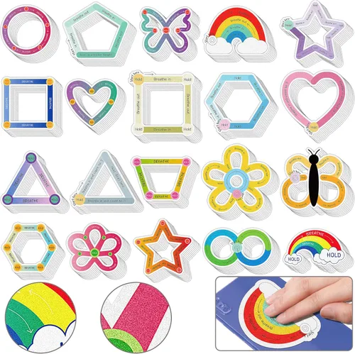 Miniatura 9 de Crtiin 80 calcomanías sensoriales para ansiedad, táctiles, ásperas, para la salud mental, autismo, TDAH, atención plena, para aliviar el estrés
