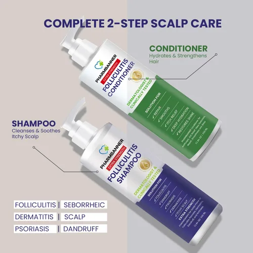 Miniatura 2 de PHARMBANNER Juego de Champú y Acondicionador Antifúngico – Aceite de Árbol de Té y Argán para Foliculitis, Dermatitis Seborreica, Psoriasis