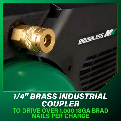 Miniatura 8 de Metabo HPT EC36DAQ4 - Compresor de aire inalámbrico de 2 galones, 36V MultiVolt, portátil y versátil, ideal para clavadoras de acabado neumáticas