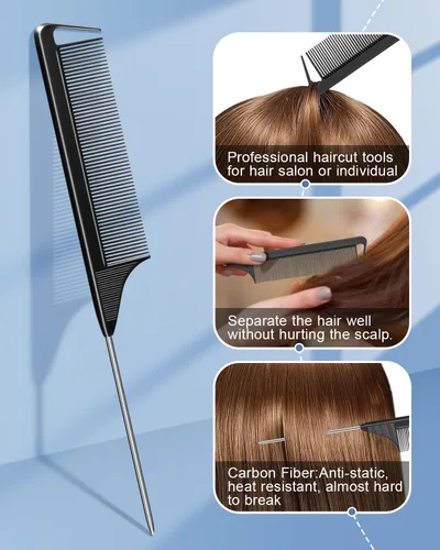 Miniatura 6 de MORGLES - 3 tamaños de pinzas de metal para el cabello, 70 unidades, pinzas de cocodrilo sin arrugas para rodillos de pelo con 2 peines de Plateado