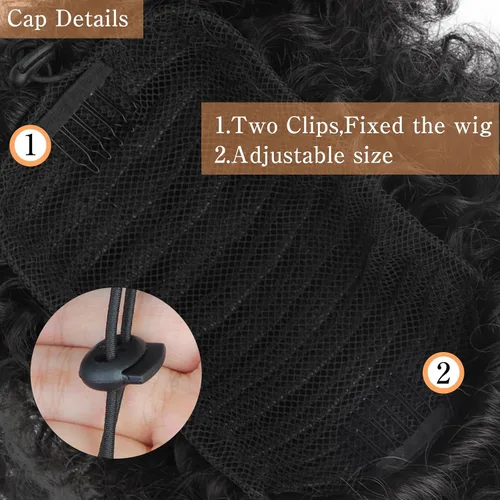 Miniatura 9 de AISI QUEENS Peluca de Cola de Caballo Afro con Cordón Rizada Crespa Rizada Peluca de Cola de Caballo con Clip para Mujeres Negras y Niños Sintética