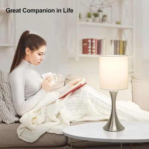 Miniatura 5 de Lámpara de mesa con control táctil, lámpara de cabecera regulable de 3 vías para sala de estar, lámpara de mesa de noche moderna para dormitorio