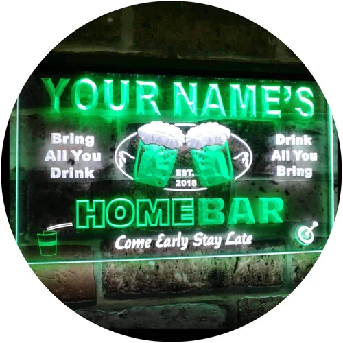 Miniatura 22 de Letrero luminoso Custom Home Bar Beer de neón; personalizado con nombre Blanco