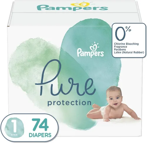 Miniatura 10 de Pañales para recién nacido/talla 1 (8-14 libras), 35 unidades – Pampers Pure Protection desechables para bebé, protección hipoalergénica y sin