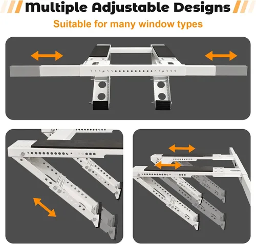 Miniatura 7 de Soporte de aire acondicionado sin perforación, soporte de CA ajustable para ventana que se adapta a ventanas individuales y dobles, acero resistente