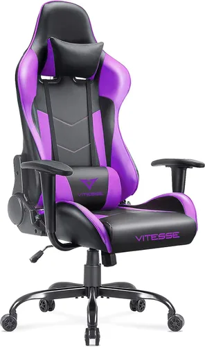 Miniatura 9 de VITESSE Silla Ergonómica de Videojuegos para Adultos, Silla de Computadora PC de 400 lbs, Silla de Oficina de Carreras, Silla Gamer Ajustable