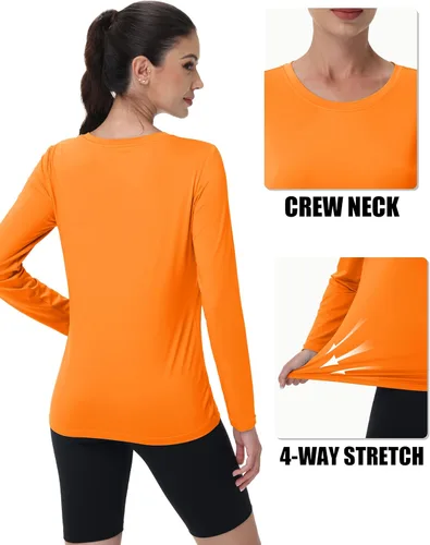 Miniatura 4 de MAGCOMSEN Camisetas de entrenamiento para mujer UPF 80+ de manga larga, camiseta atlética de secado rápido