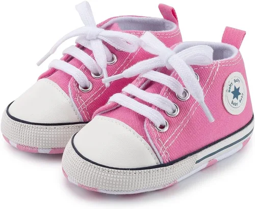 Miniatura 6 de Meckior - Zapatos deportivos de lona para bebé, con suela suave y caña alta, para sus primeros pasos y estar en la cuna