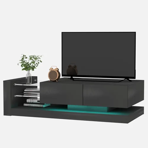 Miniatura 7 de Consola de TV con gabinetes de almacenamiento, color RGB completo, 31 modos de cambio, luces cambiantes, soporte de TV LED RGB, moderno centro