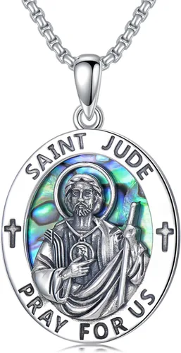 Miniatura 101 de CEKAMA - Collar de plata de ley 925 con dije de amuleto para hombres y mujeres, con cadena de 0.098 in, 22 pulgadas + 2 pulgadas