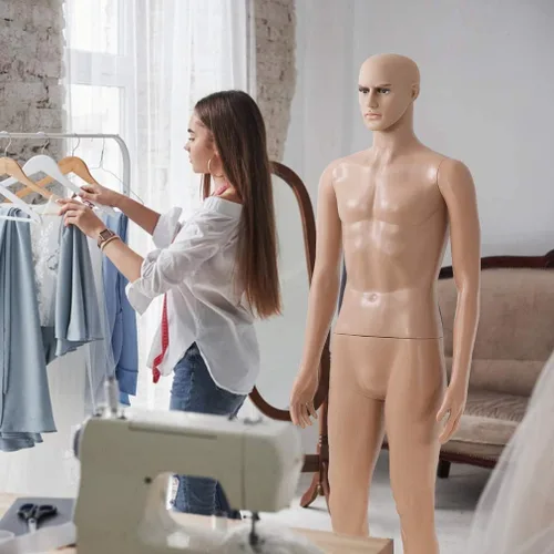 Miniatura 2 de Maniquí masculino/femenino vestido de cuerpo completo, modelo de costurera, soporte posable, maniquí de ropa ajustable, forma de torso de 69