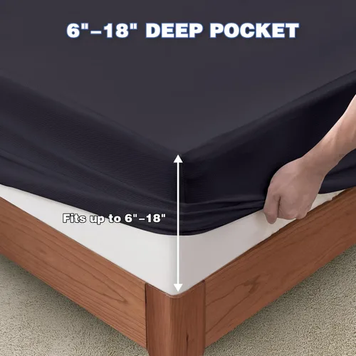Miniatura 5 de Protector de colchón tamaño individual, funda de colchón impermeable con bolsillo profundo de 18 pulgadas, cubierta de cama estilo sábana bajera