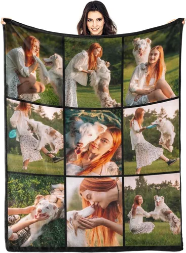 Miniatura 13 de Artsadd Manta conmemorativa personalizada para perros con fotos de perro y nombre, manta conmemorativa personalizada para mascotas, recuerdo