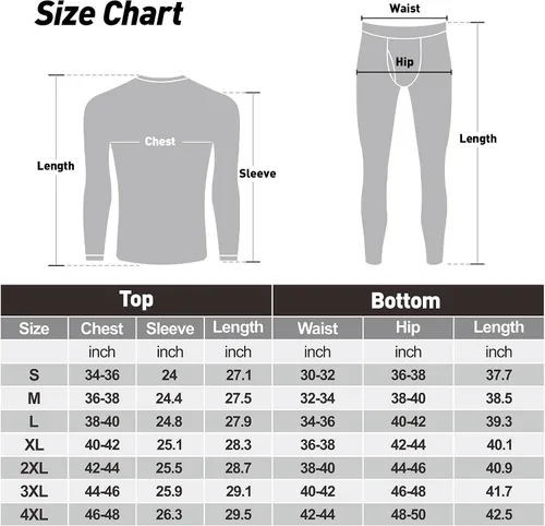 Miniatura 5 de SIMIYA Men's Thermal Underwear Set Long Sleeves Long Johns Set Base Layer Fleece Lined Tops & Bottoms