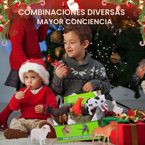 Miniatura 6 de Paquete de 12 juguetes de animales de granja grandes para niños de 3 a 5 años de 1 a 3 años, figuras educativas realistas de animales de granja