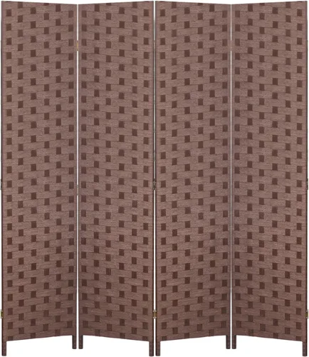 Miniatura 13 de PayLessHere Divisor de ambientes de malla de madera de 6 pies, tejido a mano, pantalla de división portátil plegable para interiores de 4 paneles