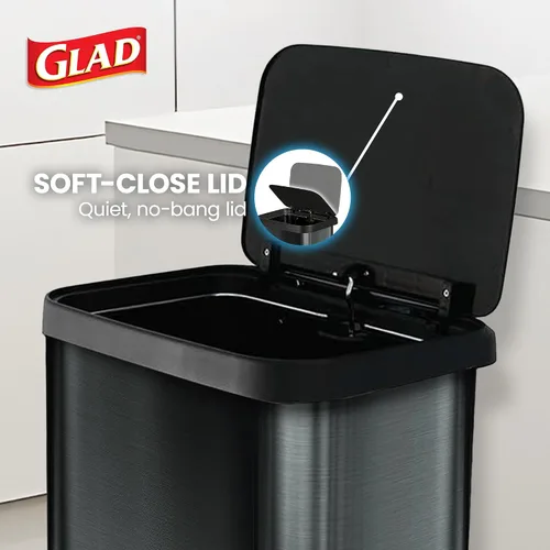 Miniatura 4 de Glad Basurero con pedal de acero inoxidable de 20 galones / 75.5 litros con protección contra olores CloroxTM, color gris plomizo acero