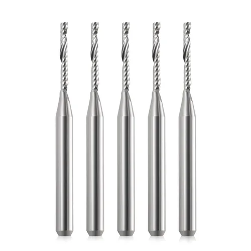 Brocas de enrutador CNC de vástago de 1/8, 1 molino de extremo de flauta, enrutador en espiral de una sola flauta, cortador de fresado de corte con