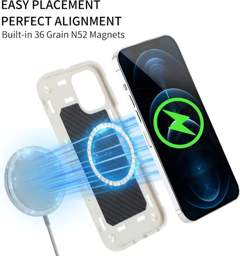 Miniatura 4 de MARKILL Funda magnética para iPhone 12 Pro Max de 6.7 pulgadas compatible con MagSafe, [PC duro + silicona suave 3 en 1] cuerpo completo, resistente