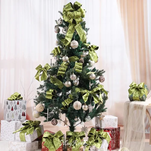 Miniatura 4 de MAYREEL Cinta de terciopelo triturado verde musgo de 2.5 pulgadas con cable para decoraciones de Navidad, envolver regalos, coronas para árboles, 10