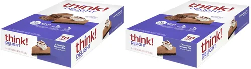 Miniatura 15 de think! Delight Barras de proteínas, bajas en carbohidratos, sin gluten, pastel de mousse de chocolate, 10 unidades (el embalaje puede variar)