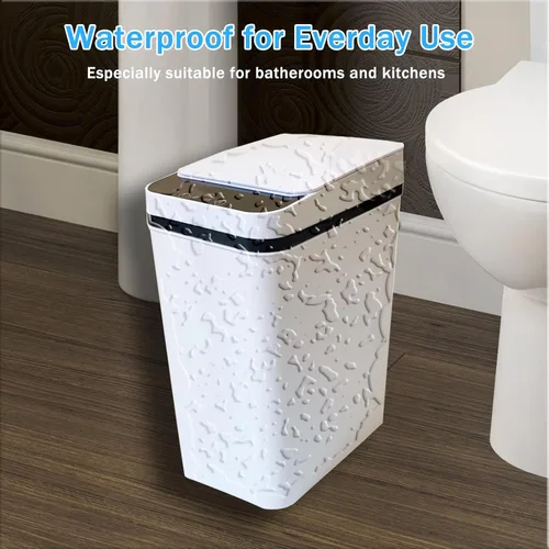 Miniatura 4 de Basurero de baño con tapa, paquete de 2 unidades, 3.2 galones, sin contacto, bote de basura inteligente, con sensor de movimiento, bote de basura