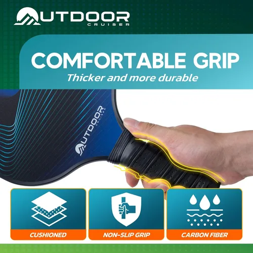 Miniatura 4 de Outdoor Cruiser Pickleball Paddle Set – Aprobado por USAPA, palas de fibra de vidrio de primera calidad con agarre ligero que absorbe los golpes