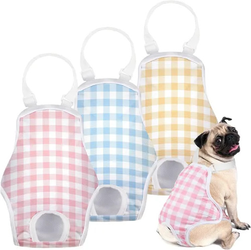 Miniatura 8 de MICOOYO Pañal Enterizo para Perro, Braguita Sanitaria con Tirantes Ajustables, Pañales Lavables para Período de Perro, Ropa Interior para Mascotas