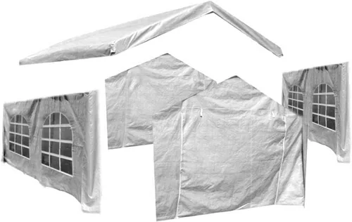 Juego de lona de toldo de 10 x 20 pulgadas (5 piezas) con cenefa y juego superior de lona con cenefa para cochera (pared lateral 2 ventanas de Blanco