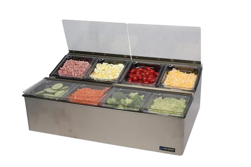 Miniatura 3 de San Jamar Ez-Chill Centro de preparación de alimentos autoservicio con tapa con bisagras para bares, restaurantes y cocinas, acero inoxidable
