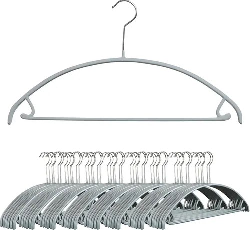 Mawa by Reston Lloyd - Percha de metal antideslizante, soporte de hombro suave con ganchos para falda/barra de pantalones, modelo 42-U, plateado,