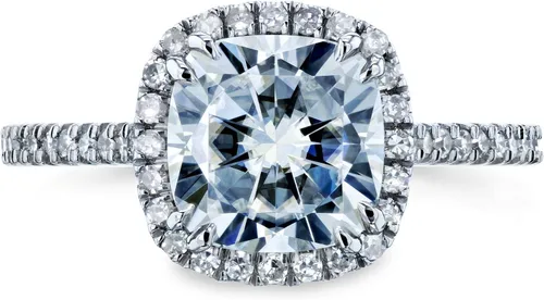 Miniatura 2 de Kobelli Cushion Moissanite Halo Anillo de compromiso 2 14 CTW Oro blanco de 14 k